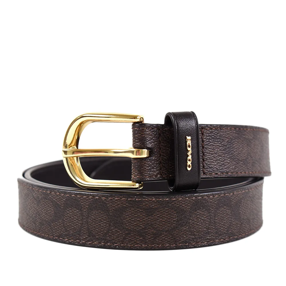 COACH 女款 素面雙面用皮帶-黑/咖啡色 歷史價格詳細信息