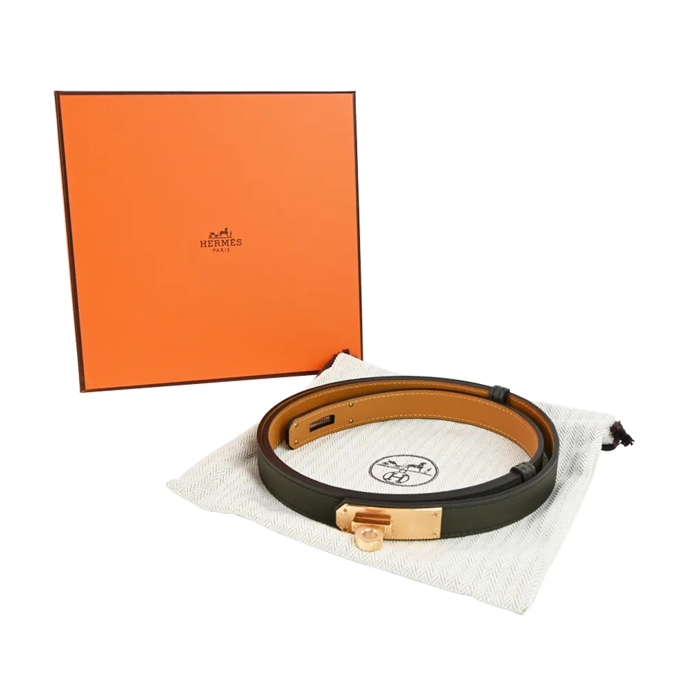 Hermes 愛馬仕 Kelly 玫瑰金釦 大象灰皮帶 ???? 歷史價格詳細信息
