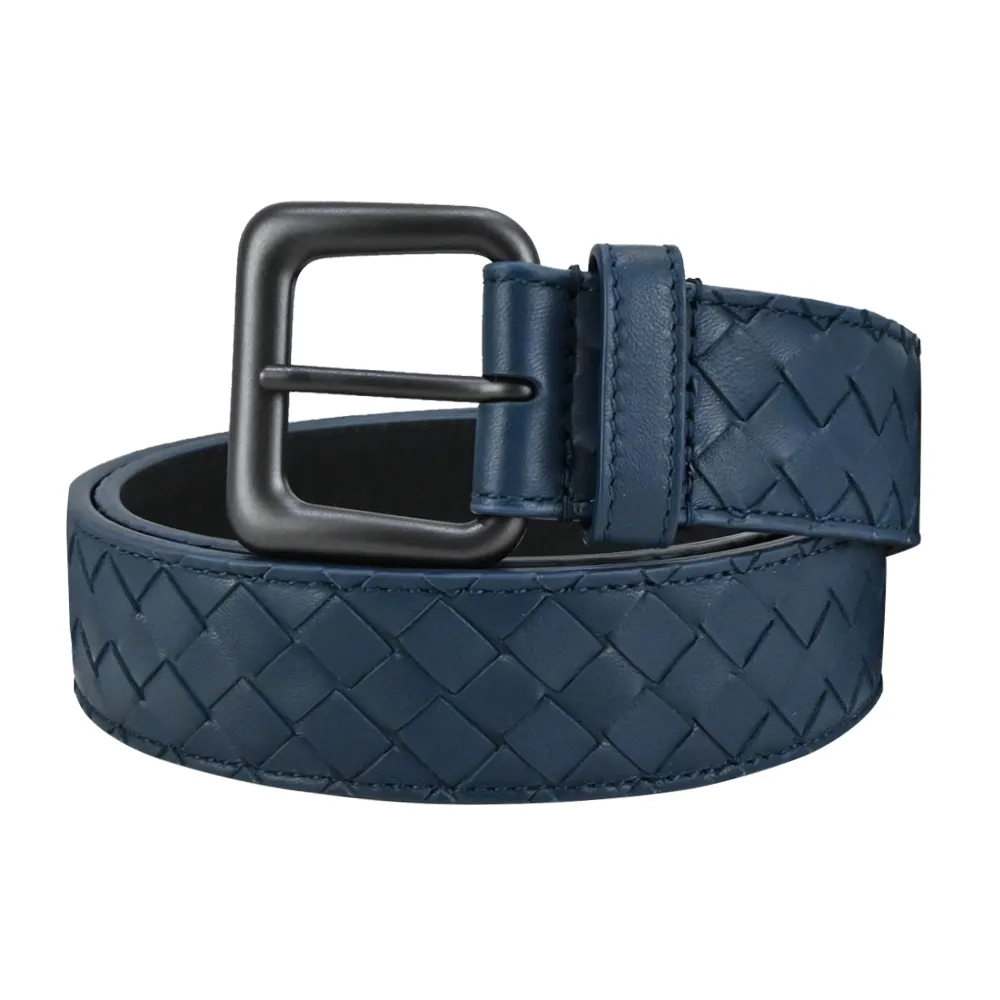 BOTTEGA VENETA經典編織扣式牛皮腰帶/皮帶(藍綠) 歷史價格詳細信息