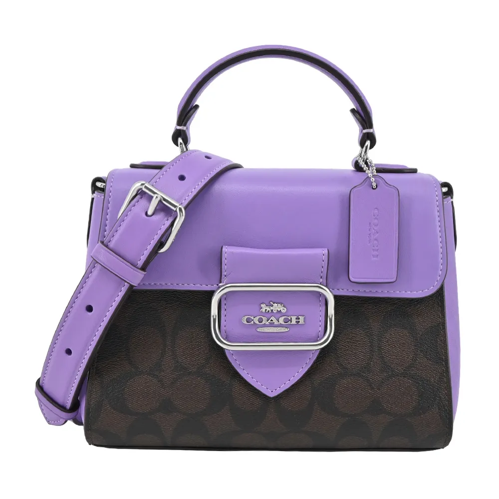 COACH Morgan 拼接PVC皮革鉚釘裝飾馬鞍斜背包(咖啡黑) 歷史價格詳細信息