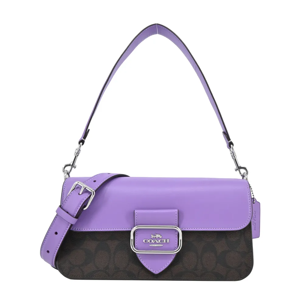 COACH Morgan 拼接PVC皮革鉚釘裝飾馬鞍斜背包(咖啡黑) 歷史價格詳細信息