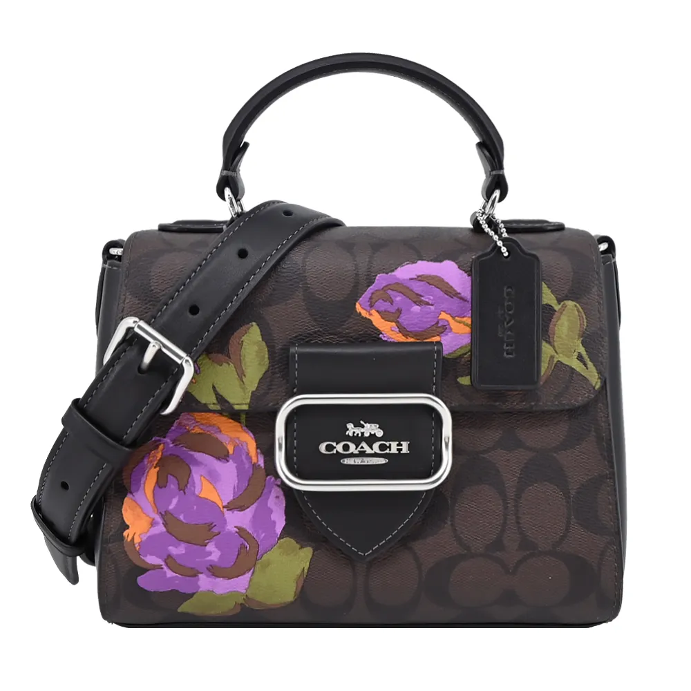 COACH Morgan皮扣造型PVC拼接牛皮短夾(棕紅) 歷史價格詳細信息