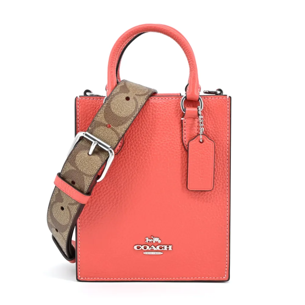 COACH 馬車LOGO粉筆白色防刮皮革口紅圖案對開式壓扣中夾 歷史價格詳細信息