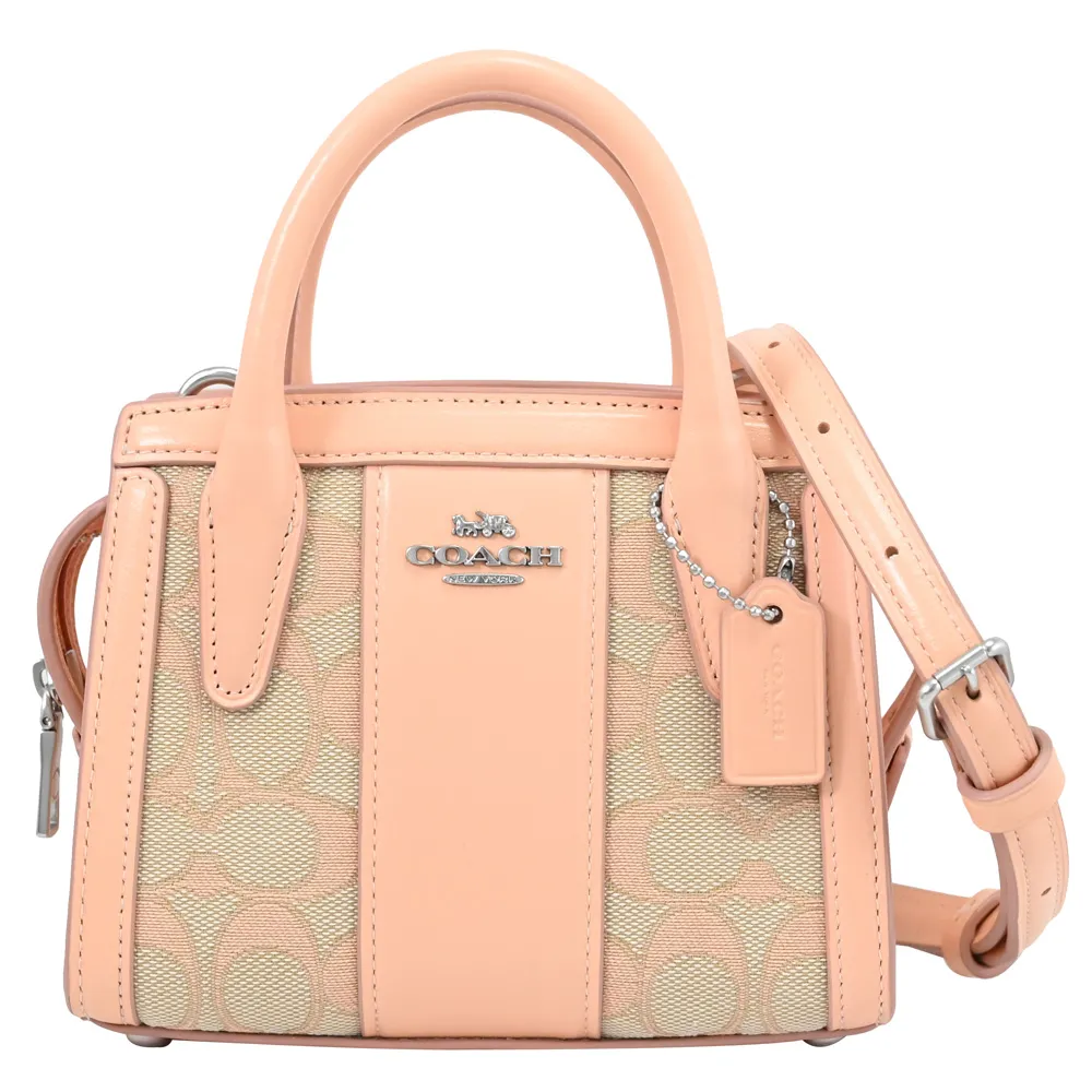 COACH Andrea 塗層帆布及皮革手提/斜背迷你二用包(卡其/焦糖色) CO975 IME74 歷史價格詳細信息