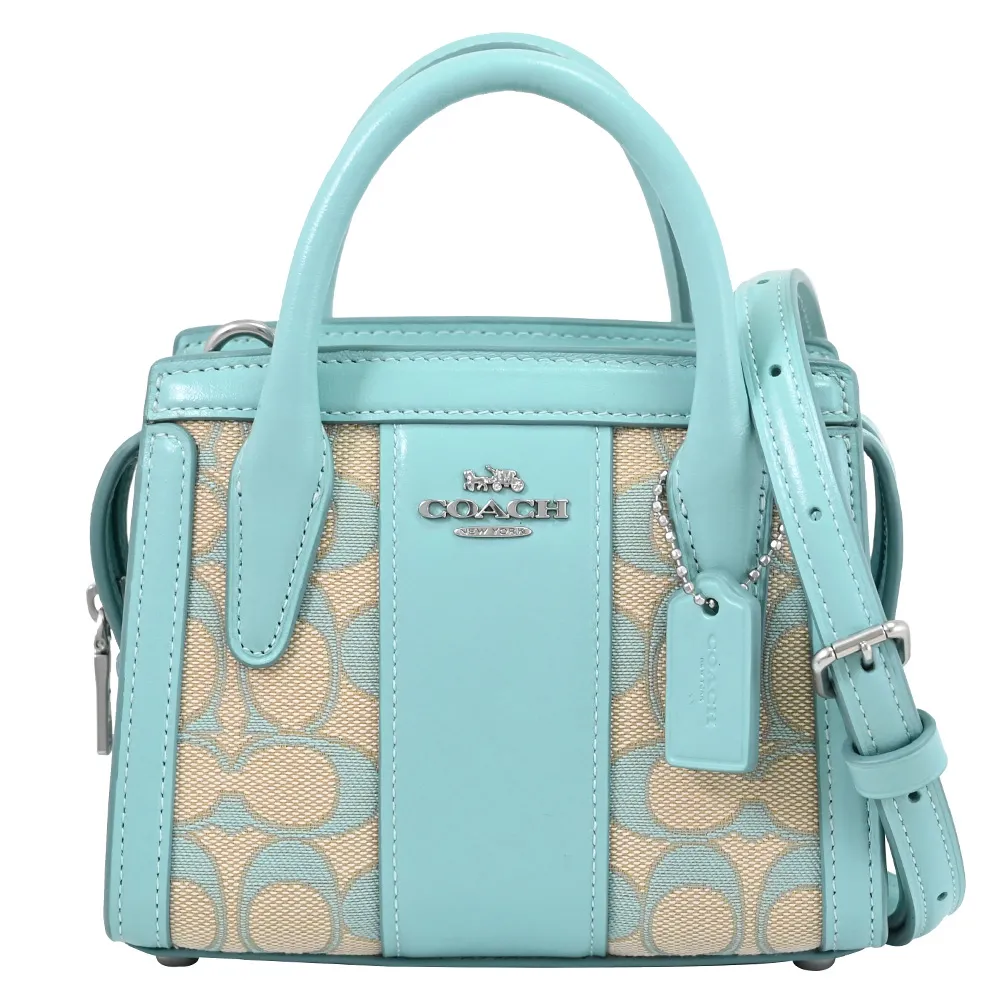 COACH Andrea 塗層帆布及皮革手提/斜背迷你二用包(卡其/焦糖色) CO975 IME74 歷史價格詳細信息