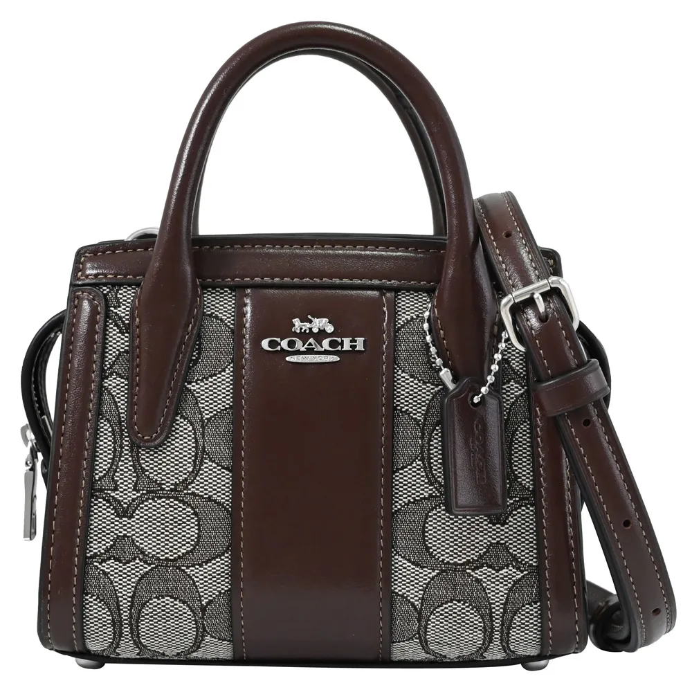 COACH CU987 馬車LOGO緹花布皮飾扣式零錢中夾.深咖邊 歷史價格詳細信息