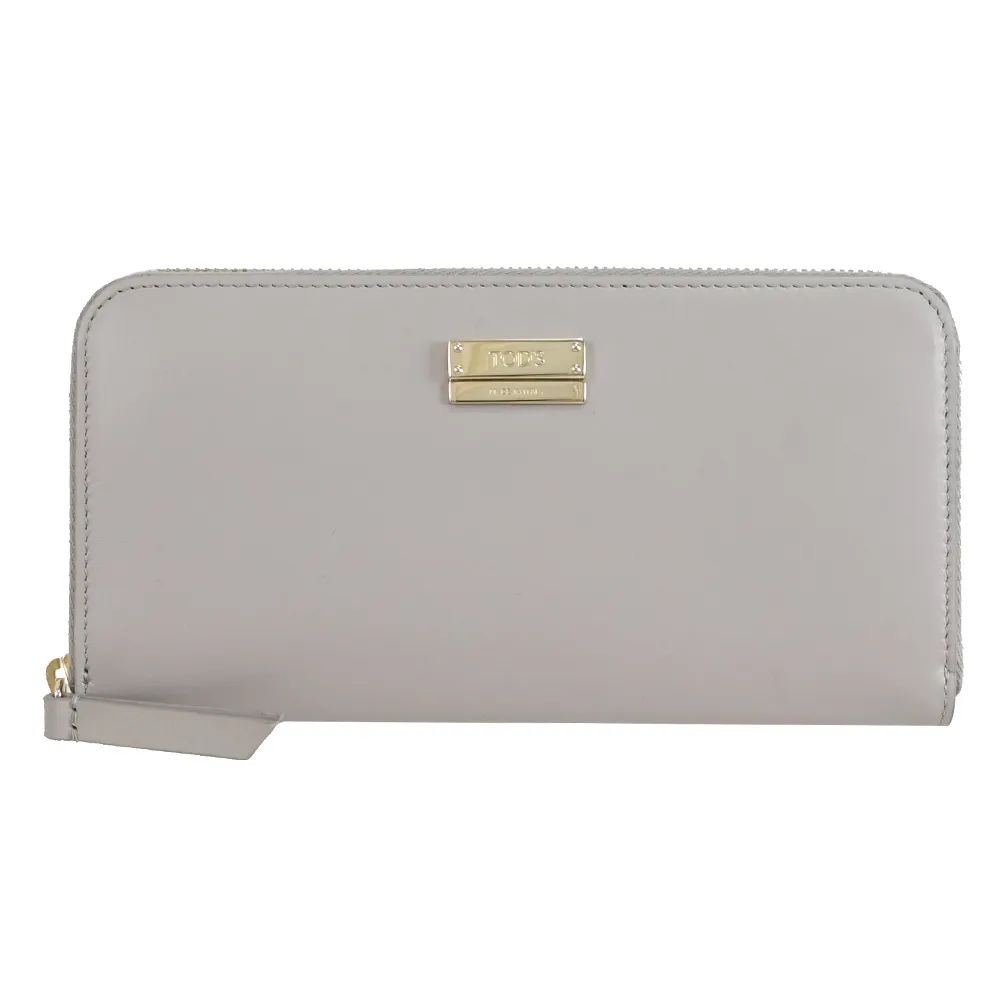 TODS 金屬LOGO滑面牛皮拉鍊長夾.黑 歷史價格詳細信息