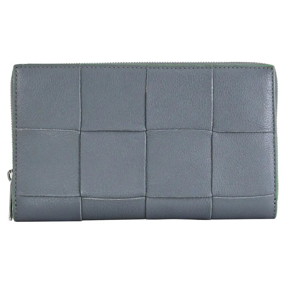 BOTTEGA VENETA 新款大格小羊皮編織拉鍊零錢袋暗釦短夾(黑色) 707601 VCPP3 8425 歷史價格詳細信息