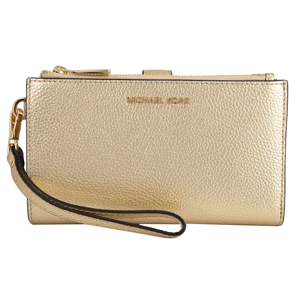 MICHAEL KORS Jet Set 荔枝皮革手提式雙拉鍊長夾.粉橘 歷史價格詳細信息