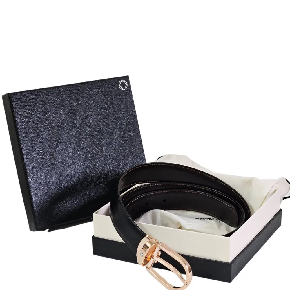 Montblanc 萬寶龍 馬蹄形搭扣黑色 / 棕色 30 毫米雙面皮帶 114412 歷史價格詳細信息