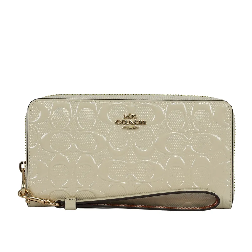 COACH 漆皮浮雕LOGO金屬釦飾零錢袋短夾-黑色 歷史價格詳細信息