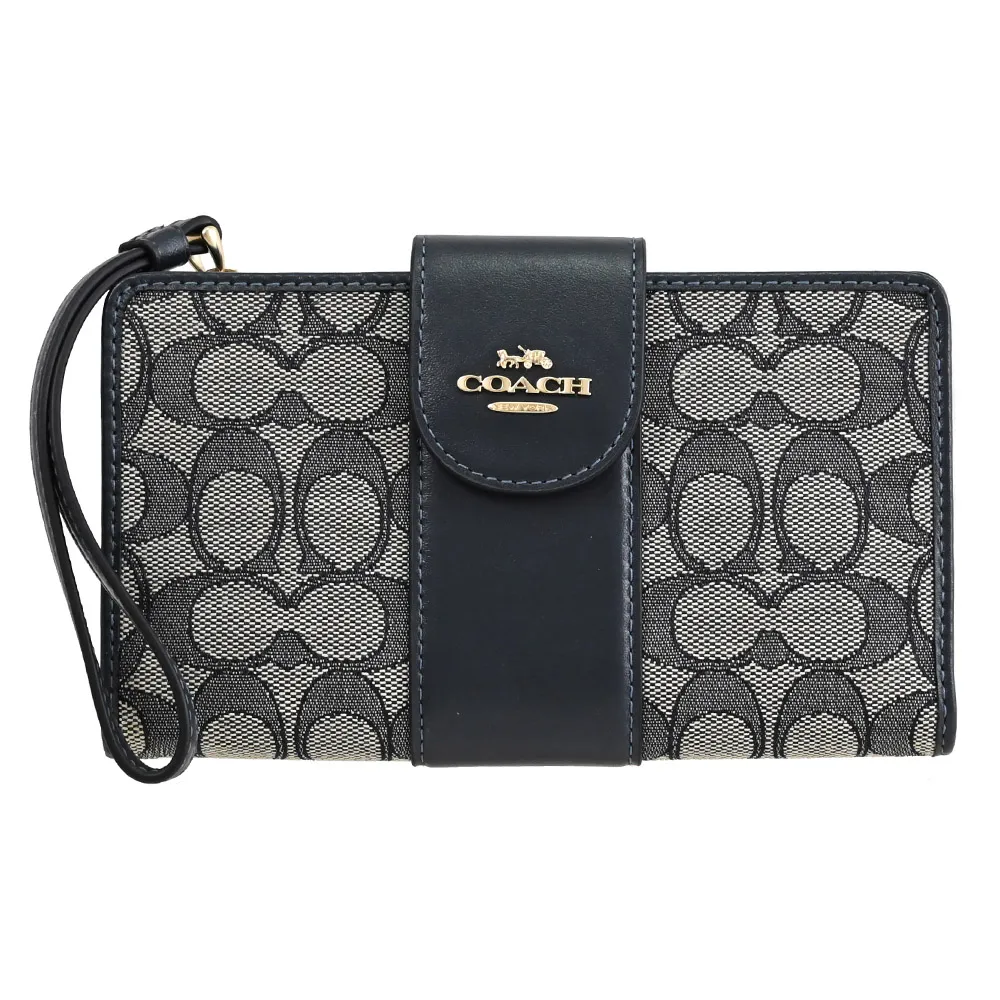 COACH C9990 經典C字壓印皮革附活動夾中短夾.寶藍 歷史價格詳細信息