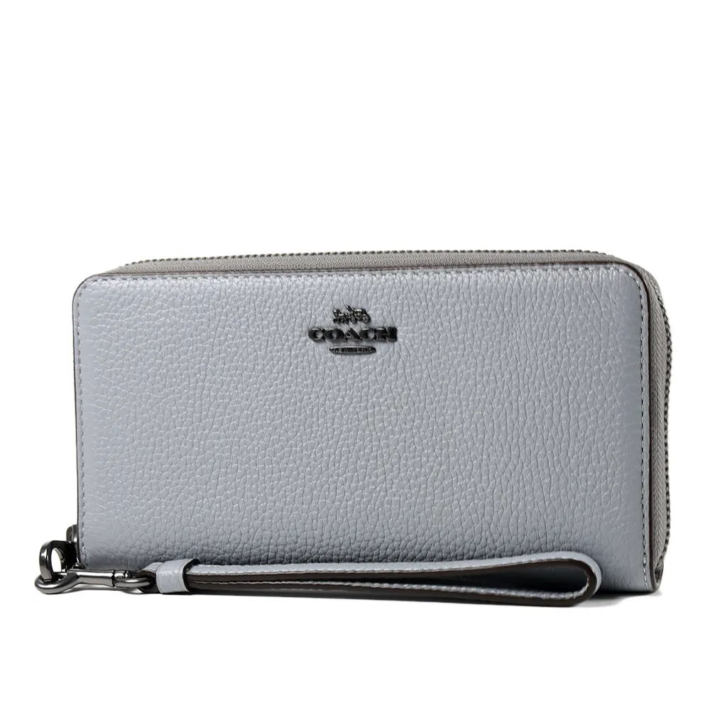 COACH 立體馬車荔枝紋手掛式拉鍊長夾-黑/金 歷史價格詳細信息