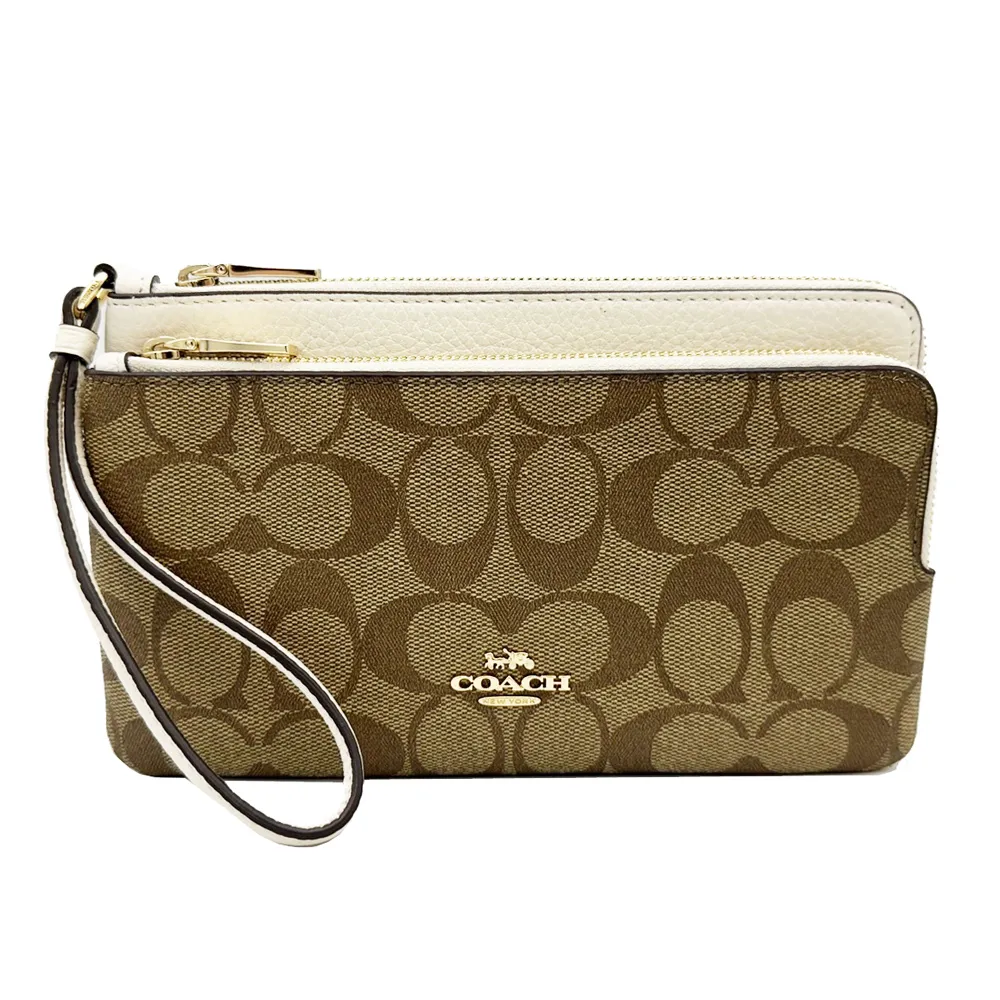 【COACH】C LOGO長夾式雙層大手拿包/零錢包(深咖/紅) 歷史價格詳細信息