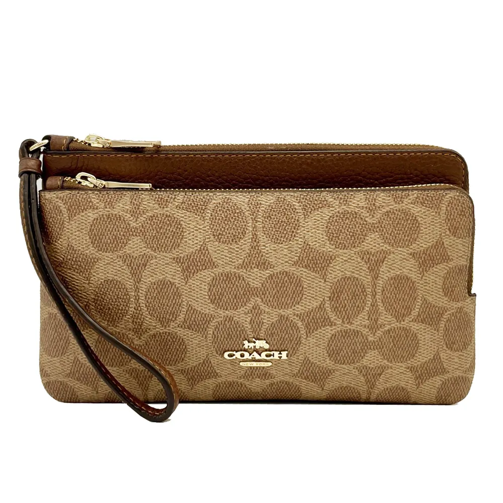 【COACH】C LOGO長夾式雙層大手拿包/零錢包(深咖/紅) 歷史價格詳細信息