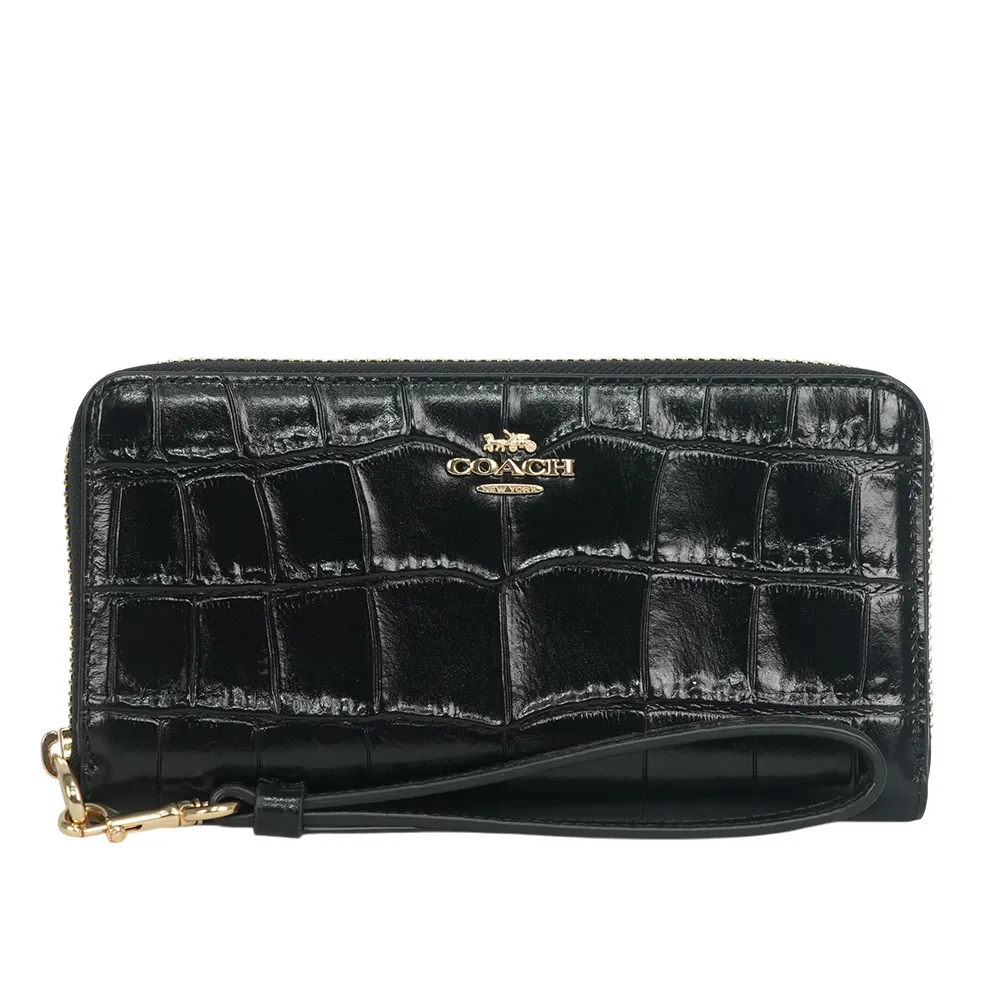 COACH 金色馬車LOGO黑色荔枝紋皮革手拿包(大) 歷史價格詳細信息