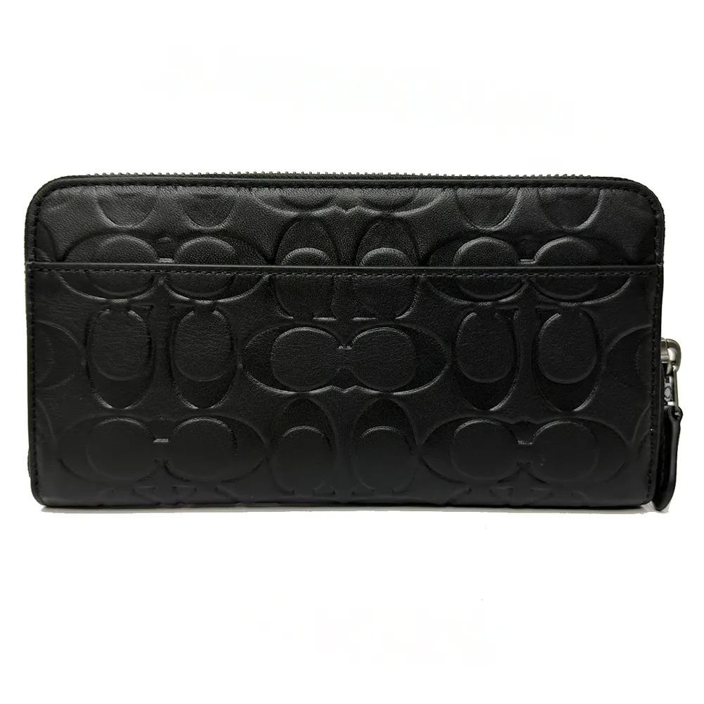 【COACH】C LOGO壓紋皮革對開短夾_附證件夾(黑色) 歷史價格詳細信息