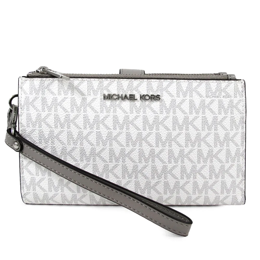 【Michael Kors】金字防刮皮革 滿版拉鍊式薄長夾 MK金屬LOGO(薄長夾 皮夾 手拿包) 歷史價格詳細信息