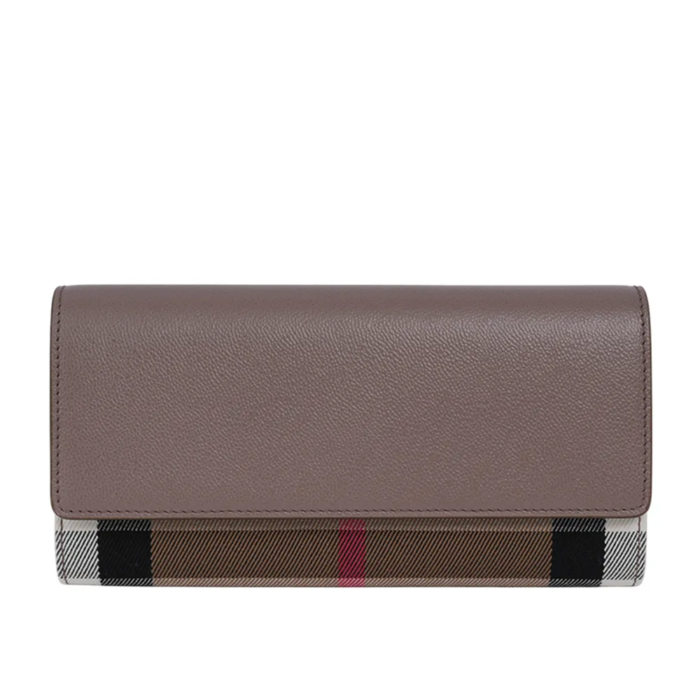 BURBERRY 8084531 HALTON 經典格紋拼接翻蓋釦式長夾.芋粉邊 歷史價格詳細信息