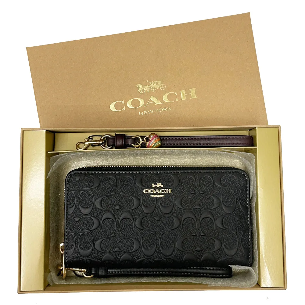 【COACH】C LOGO手掛式拉鍊零錢袋長夾(黑灰) 歷史價格詳細信息