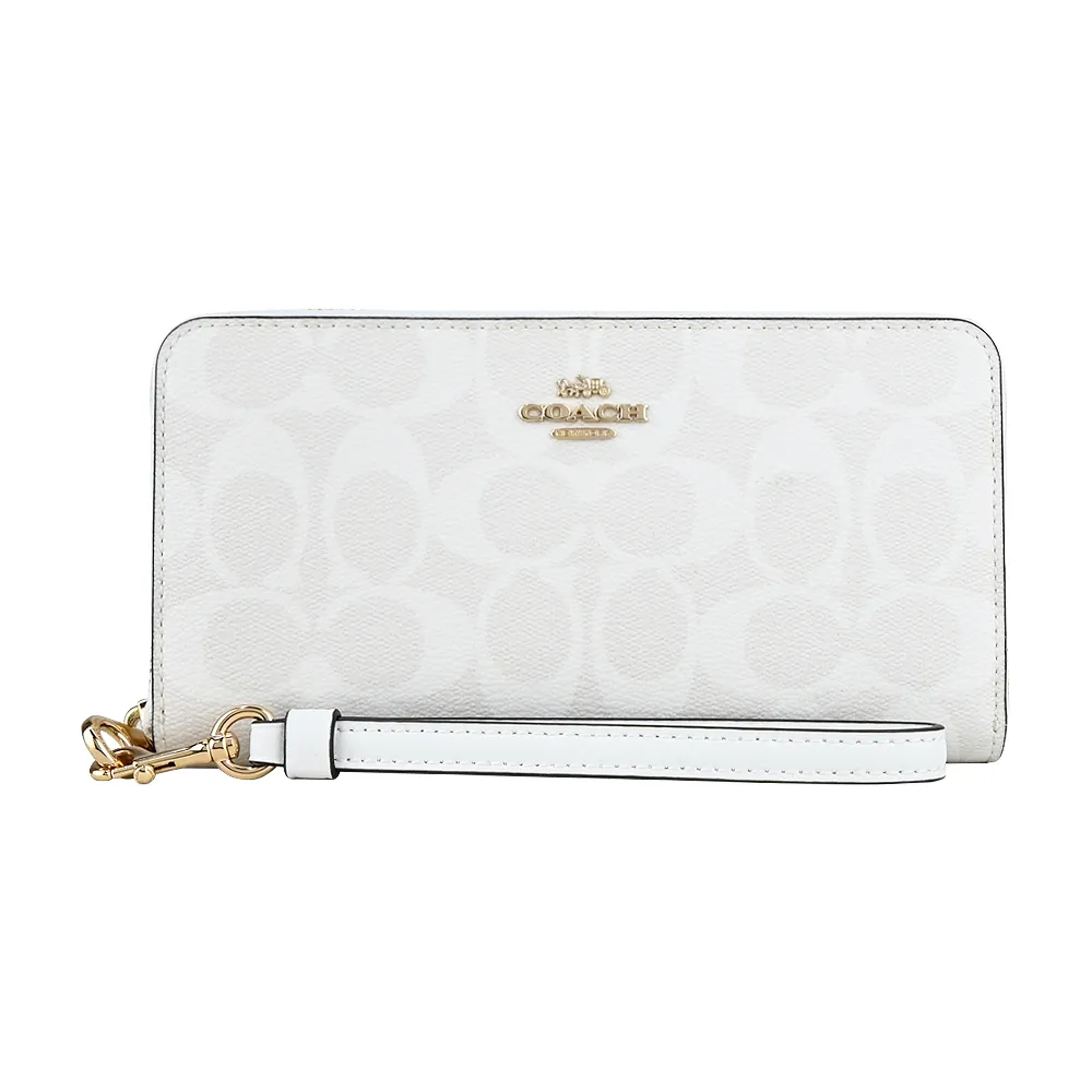 COACH 經典馬車C LOGO緹花PVC中夾(卡其粉筆白) 歷史價格詳細信息