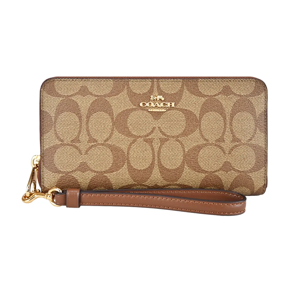 COACH 經典馬車C LOGO緹花PVC中夾(卡其粉筆白) 歷史價格詳細信息