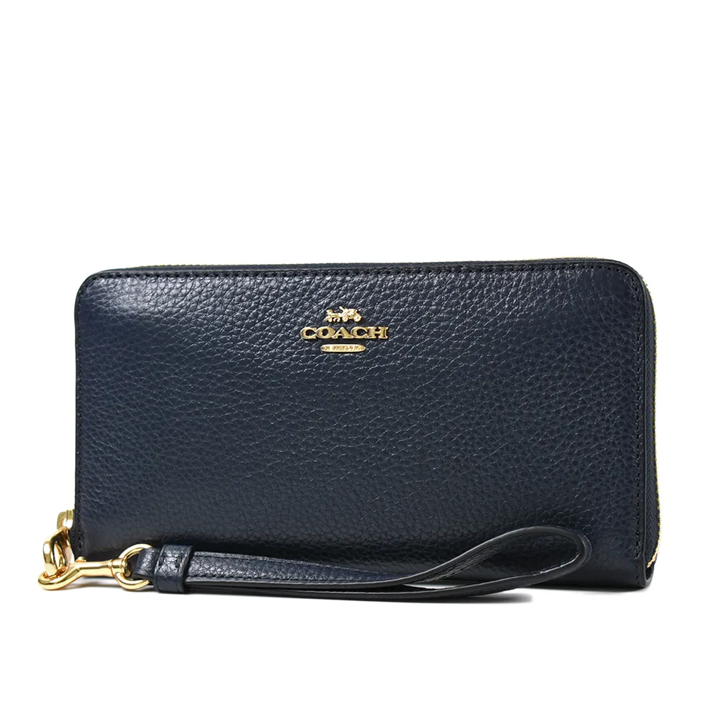 COACH 立體馬車荔枝紋手掛式拉鍊長夾-黑/金 歷史價格詳細信息