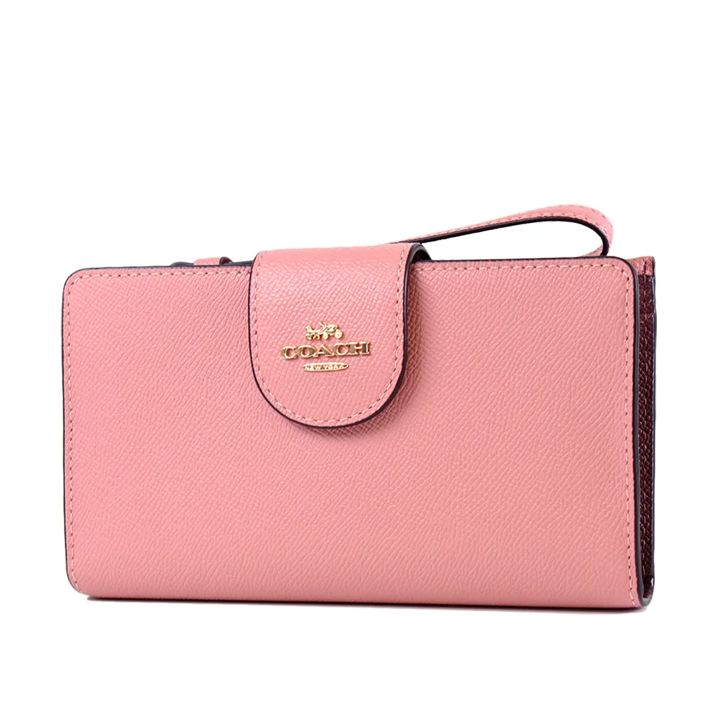 COACH 防刮皮革釦式對開短夾-銀字黑 歷史價格詳細信息