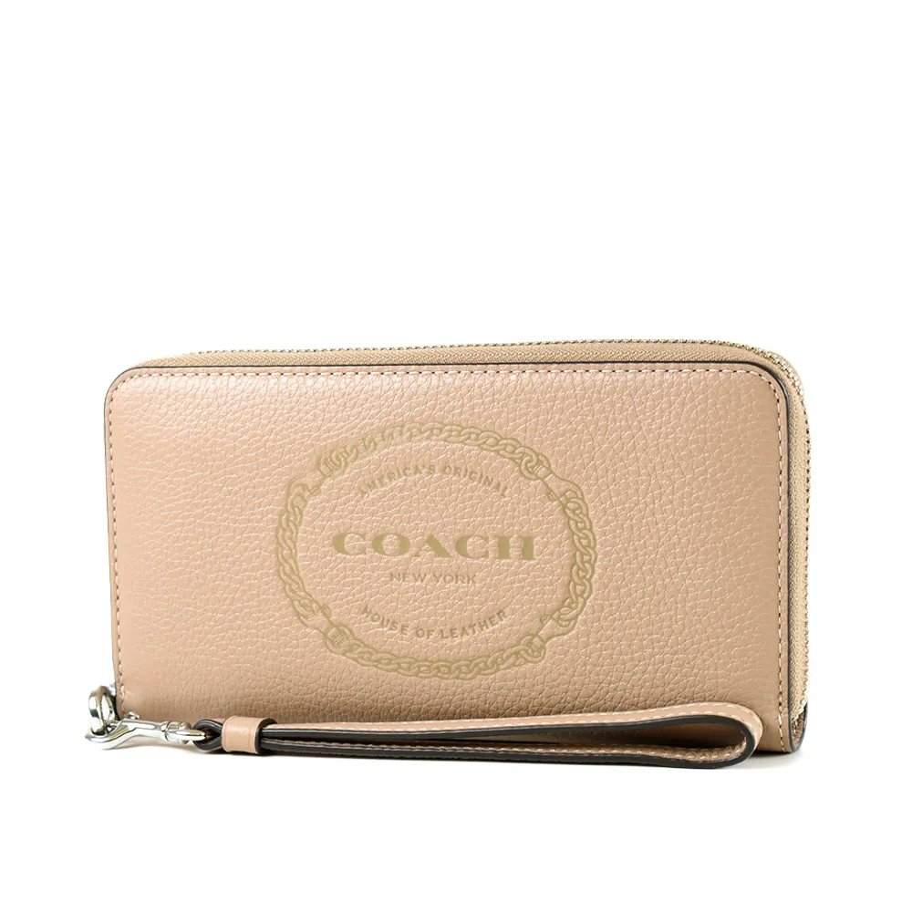 COACH 浮雕LOGO撞色皮革肩背/斜背兩用酒神包(粉米酒紅) 歷史價格詳細信息