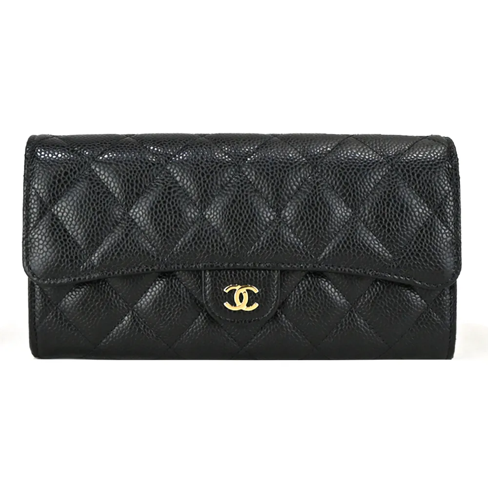 CHANEL 經典雙C LOGO菱格粒紋小羊皮金釦卡片夾(桃紅) 歷史價格詳細信息