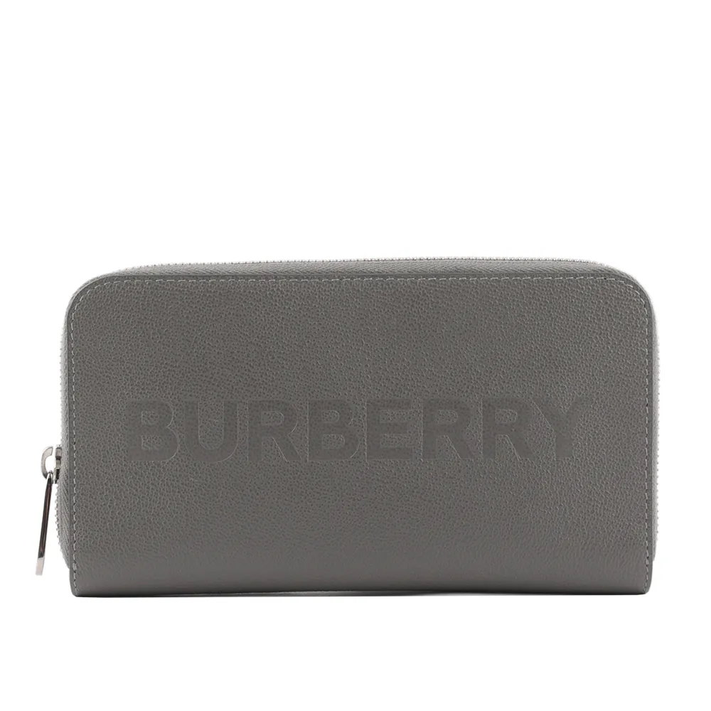 BURBERRY 8052886 ELMORE 烙印LOGO牛皮拉鍊長夾.鐵灰 歷史價格詳細信息