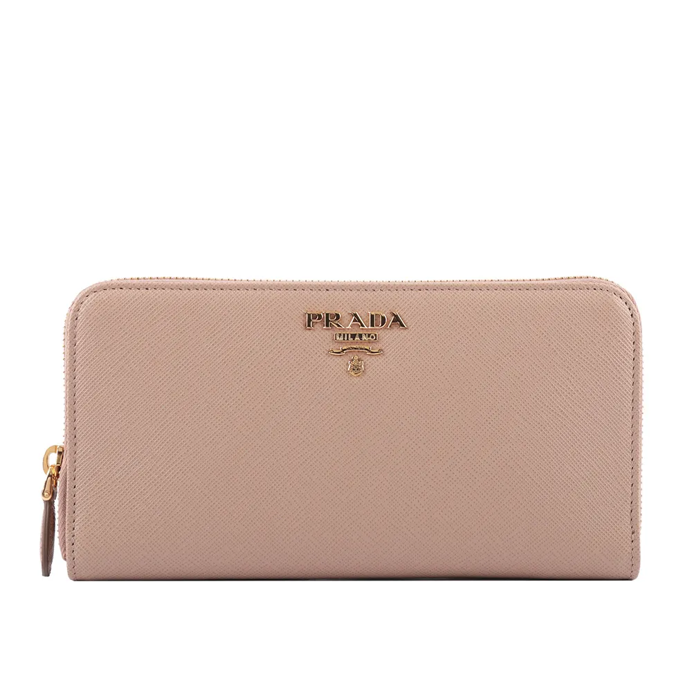 PRADA 1ML506 三角LOGO水波紋拉鍊寬版長夾.黑 歷史價格詳細信息