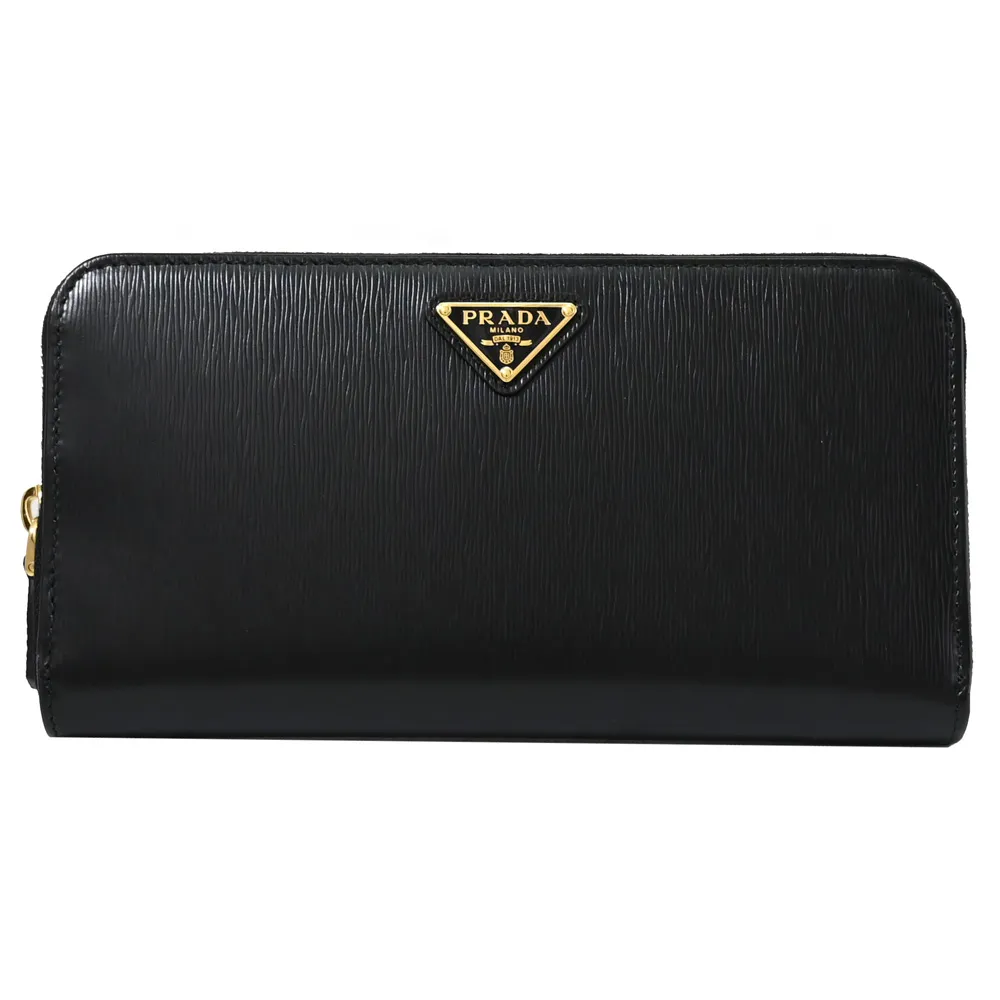 PRADA 三角牌LOGO水波紋皮革零錢袋短夾(黑色) 1MV204 2DDU F0002 歷史價格詳細信息
