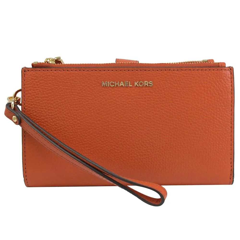 MICHAEL KORS Jet Set 荔枝皮革手提式雙拉鍊長夾.粉橘 歷史價格詳細信息