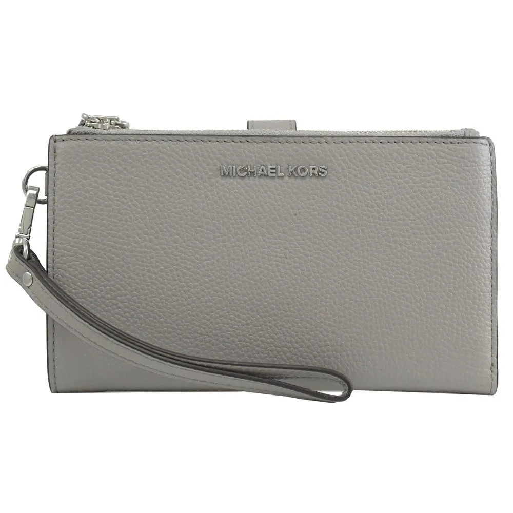 Michael Kors 雙拉鍊滿版MK防刮皮革金字手拿手機長夾(米白/粉) 歷史價格詳細信息