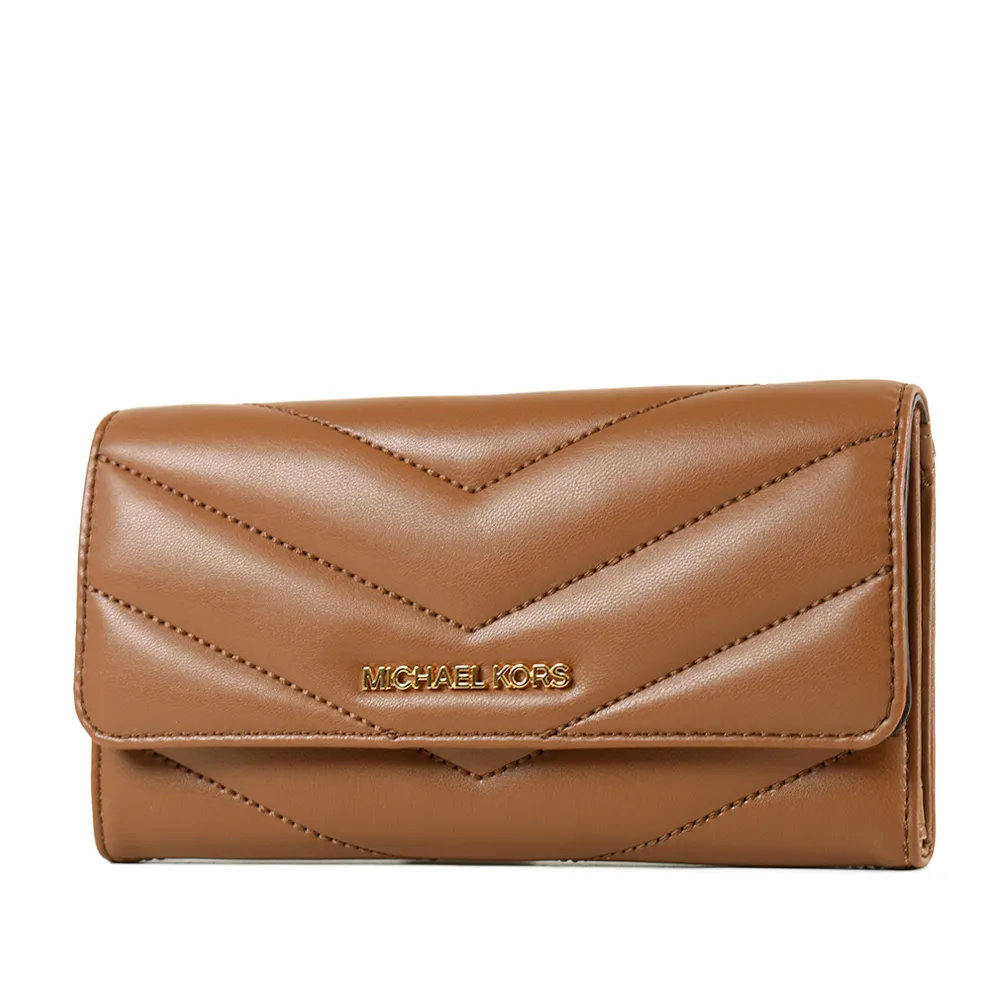 MICHAEL KORS JET SET 絎縫山形紋翻蓋釦式三折長夾-金釦黑 歷史價格詳細信息