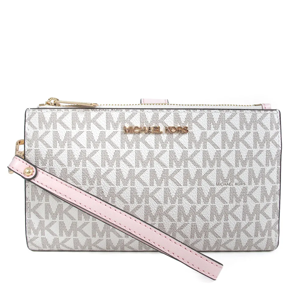 【Michael Kors】金字防刮皮革 滿版拉鍊式薄長夾 MK金屬LOGO(薄長夾 皮夾 手拿包) 歷史價格詳細信息