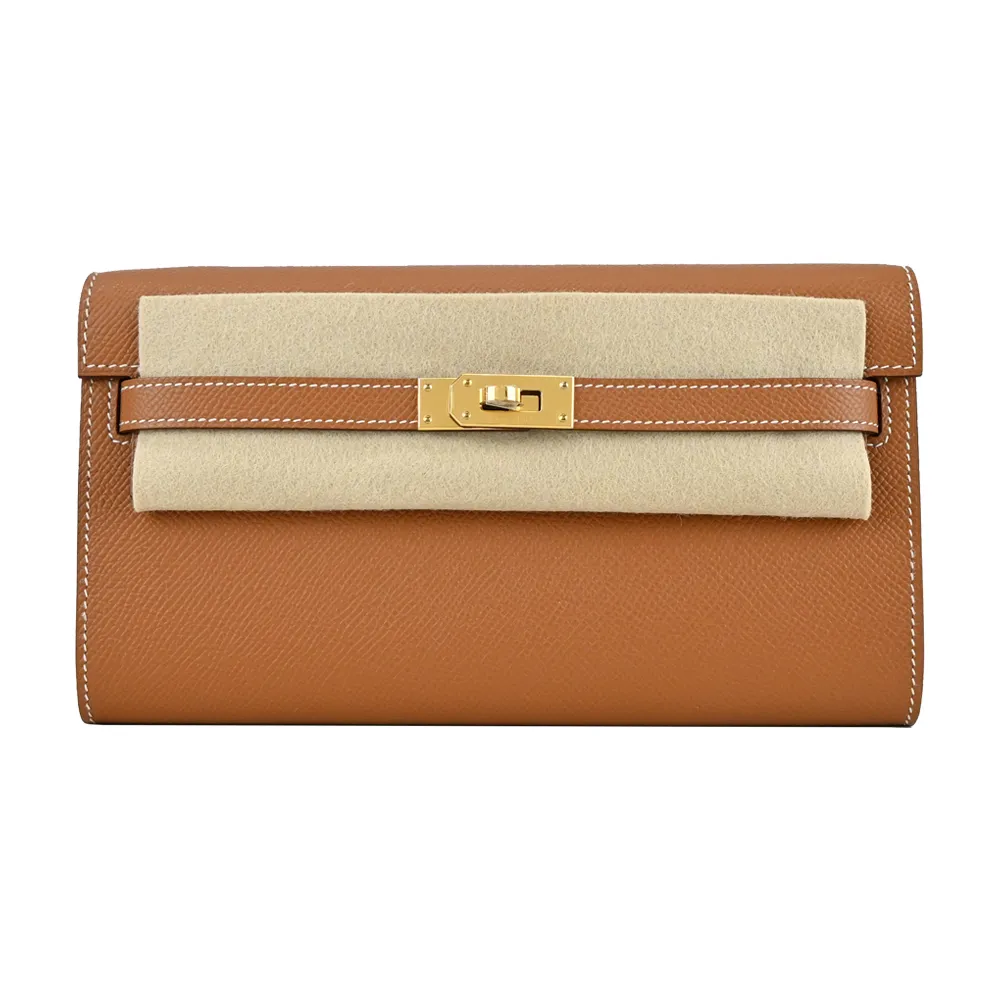 HERMES Kelly To Go Wallet 鴕鳥皮長夾/斜背包(Z刻/9N檸檬黃/金釦) 歷史價格詳細信息