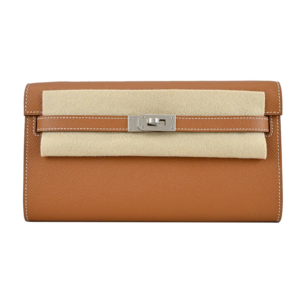 HERMES Kelly To Go Wallet 鴕鳥皮長夾/斜背包(Z刻/9N檸檬黃/金釦) 歷史價格詳細信息