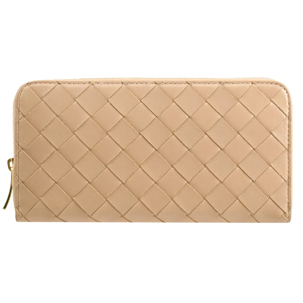 BOTTEGA VENETA 經典編織小羊皮拉鍊長夾(米白) 歷史價格詳細信息