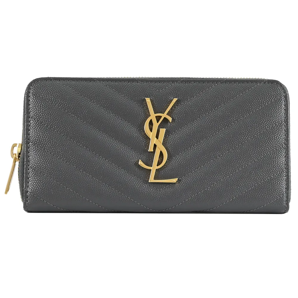 YSL V紋荔枝皮金色LOGO WOC 斜背包(霧灰色) 377828 BOW0J 1202 歷史價格詳細信息