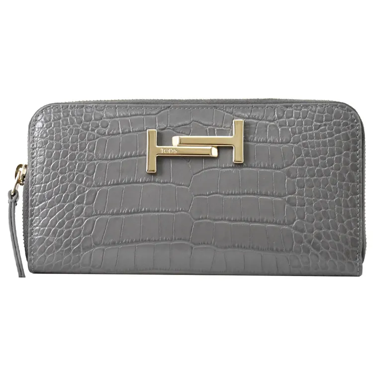 TODS DOUBLE T金屬LOGO小牛皮翻蓋釦式長夾.紅 歷史價格詳細信息