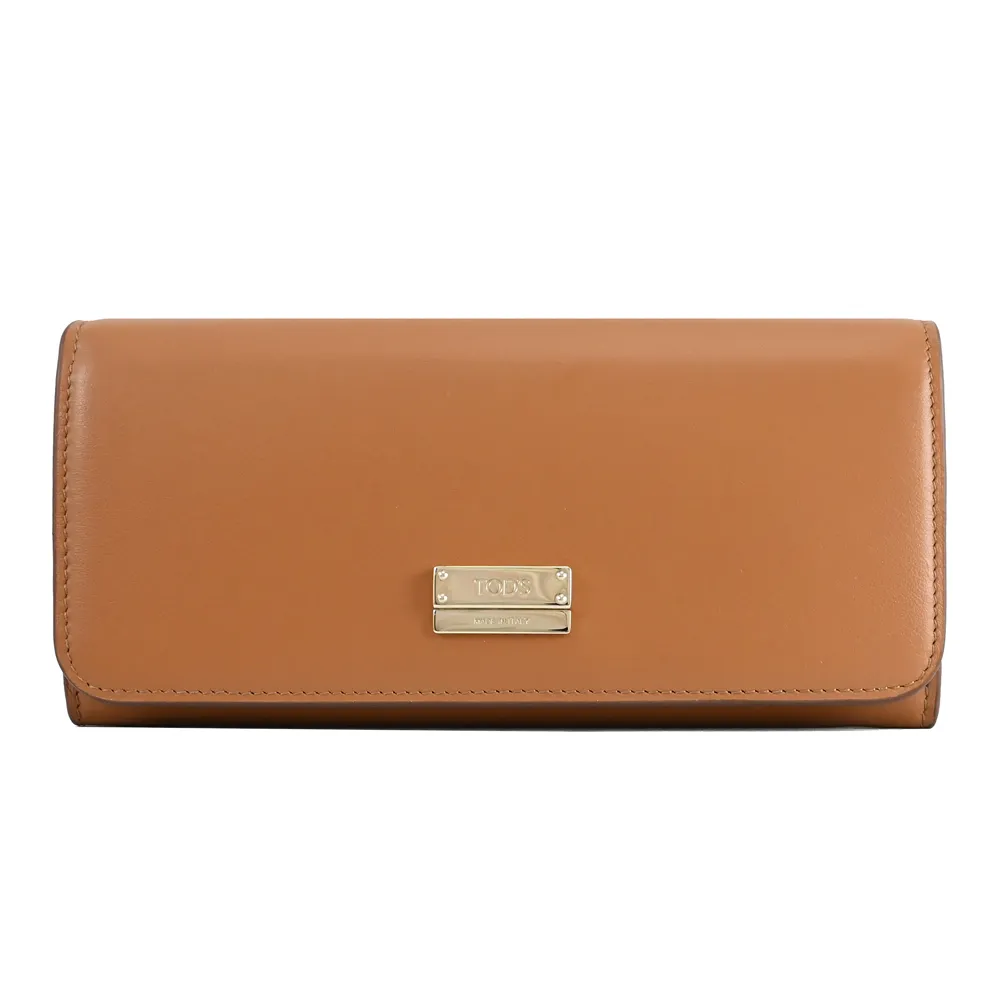 TODS 金屬LOGO滑面牛皮拉鍊長夾.黑 歷史價格詳細信息