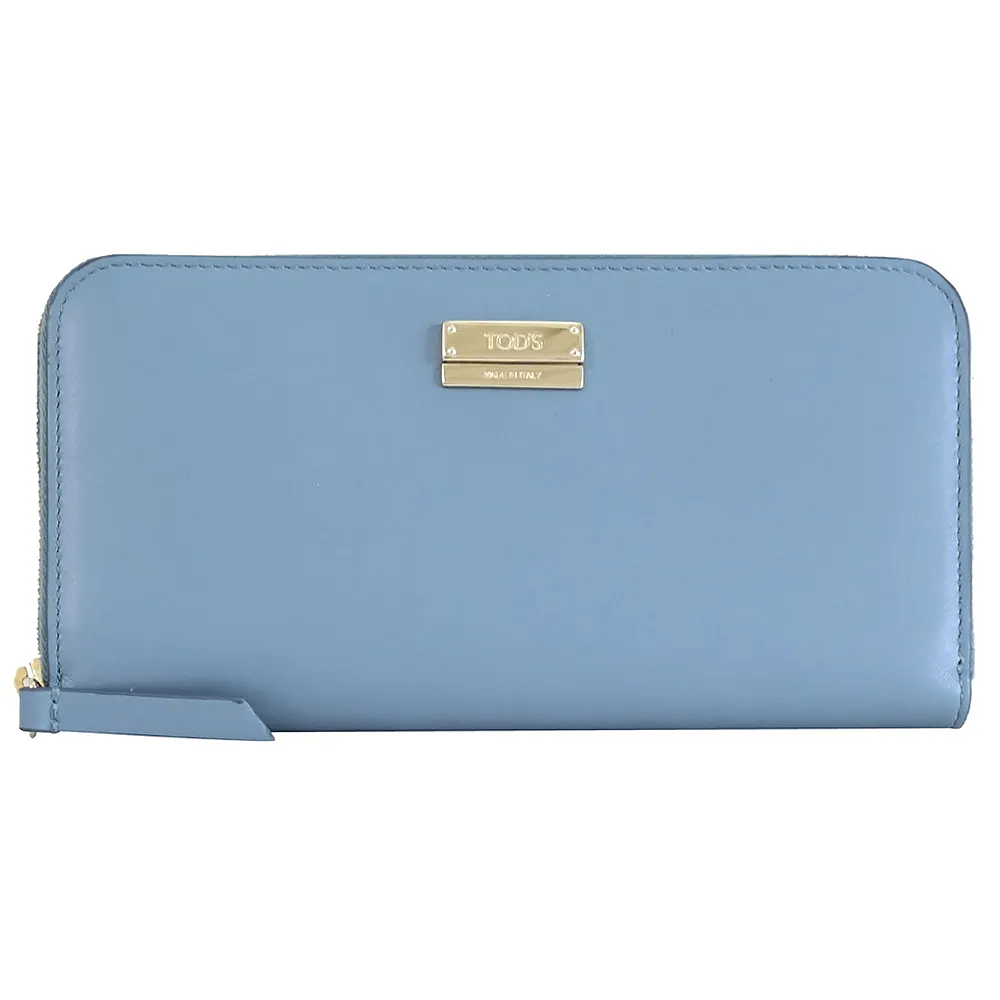 TODS 金屬LOGO滑面牛皮拉鍊長夾.黑 歷史價格詳細信息