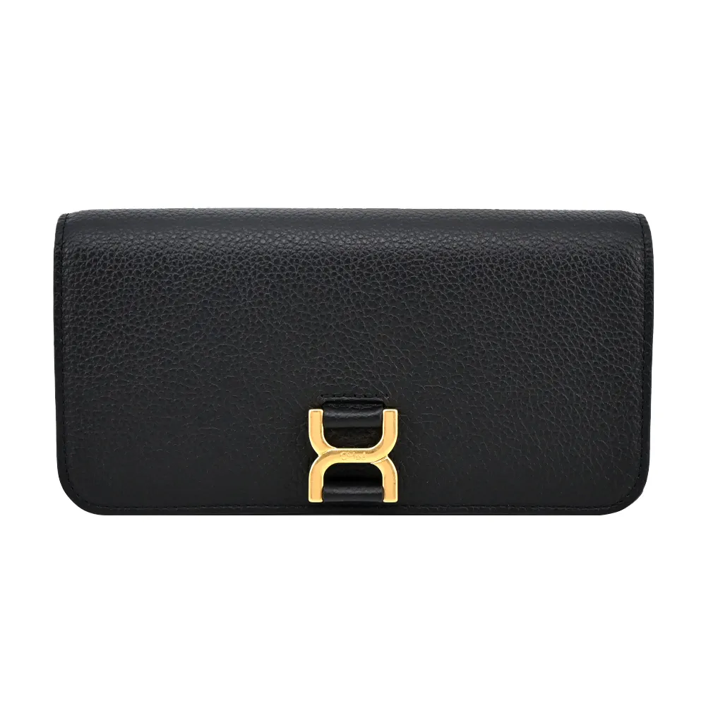 CHLOE Marcie 新版金屬LOGO小牛皮翻蓋釦式長夾.午夜藍 歷史價格詳細信息