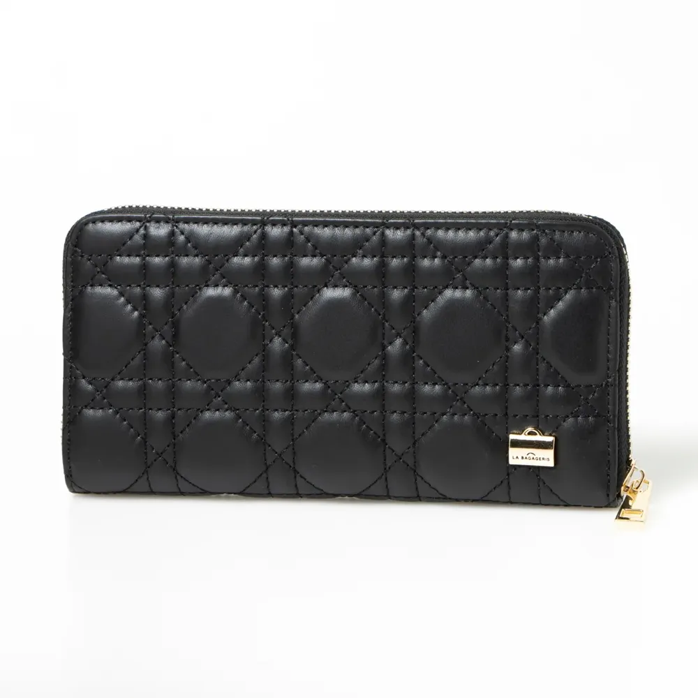 LA BAGAGERIE 菱格縫線拉鍊長夾(黑) 歷史價格詳細信息