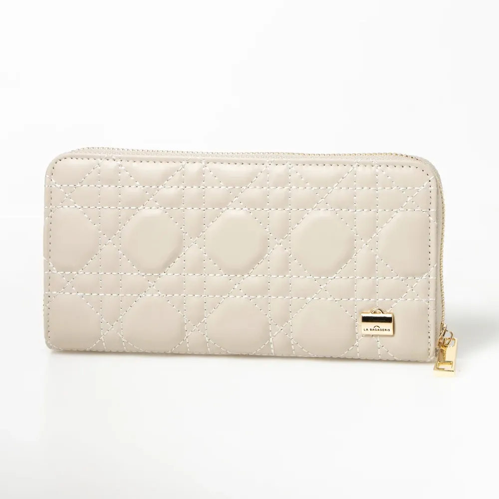 LA BAGAGERIE 菱格縫線拉鍊長夾(黑) 歷史價格詳細信息