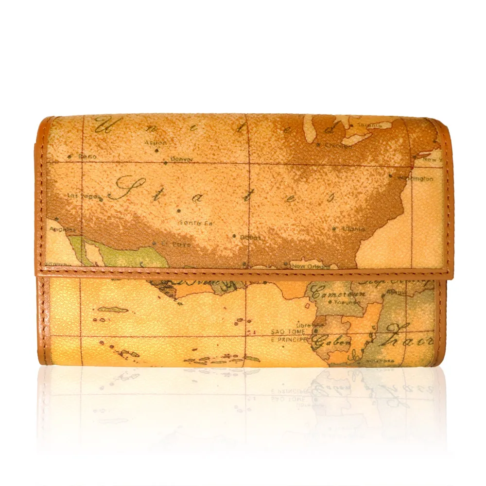 【Alviero Martini 義大利地圖包】扣式長把手提肩背托特包(小)-地圖黃 歷史價格詳細信息