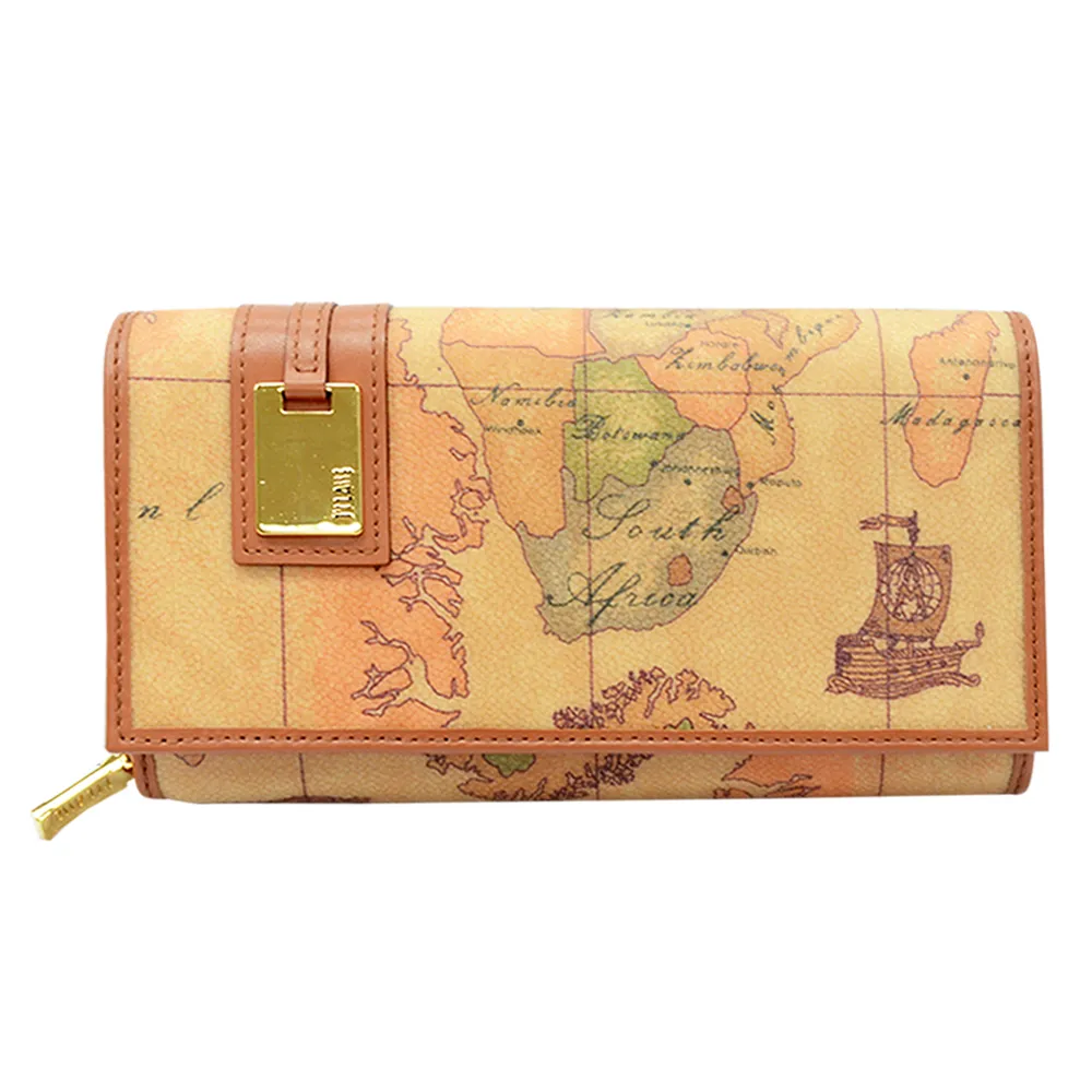 【Alviero Martini 義大利地圖包】扣式長把手提肩背托特包(小)-地圖黃 歷史價格詳細信息