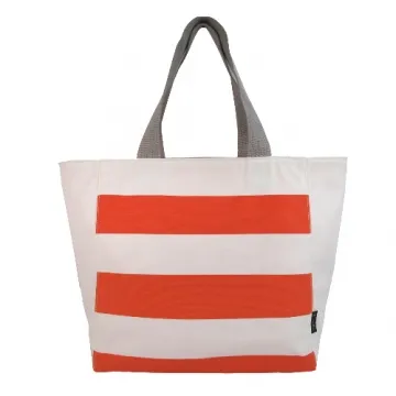 agnes b. 條紋織布鐵環尼龍肩背包(小/橘) 歷史價格詳細信息